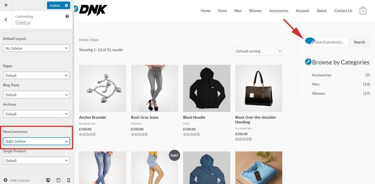 Astra WooCommerce product catalog right sidebar