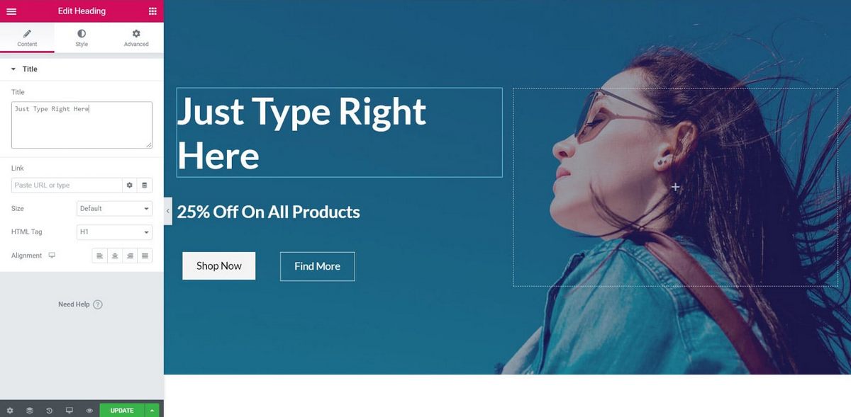 Edit page with Elementor