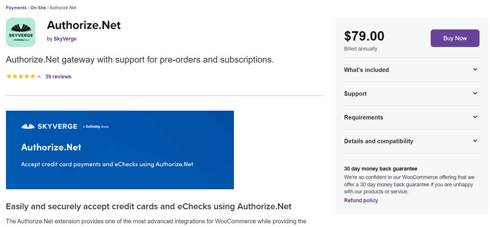 authorize.net woocommerce extension