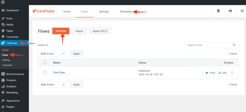 Cart Flow Add New Flow