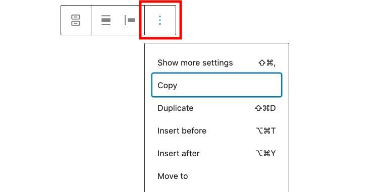 Gutenberg block settings