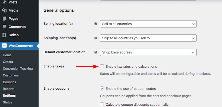 WooCommerce enable tax rates