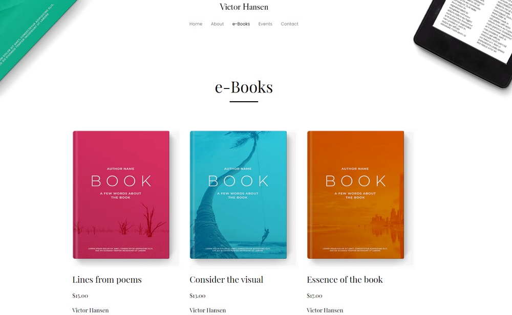 Modèle d'auteur de livre électronique pour EDD