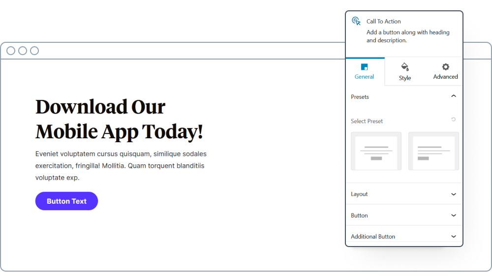 Bloc d'appel à l'action Spectra